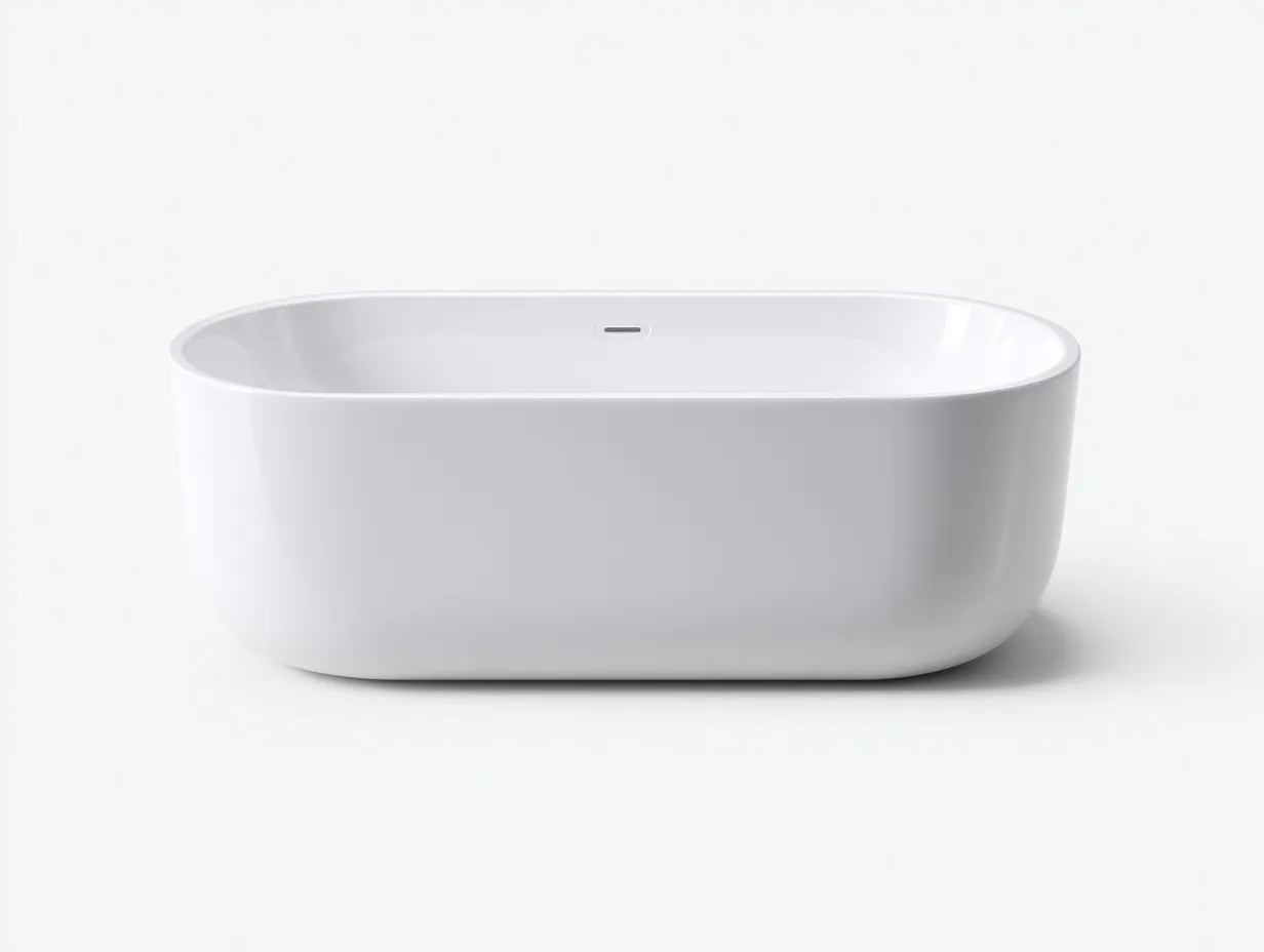 Bañera exenta 168×80×57 cm - acrílico blanco cálido - diseño envolvente con rebosadero