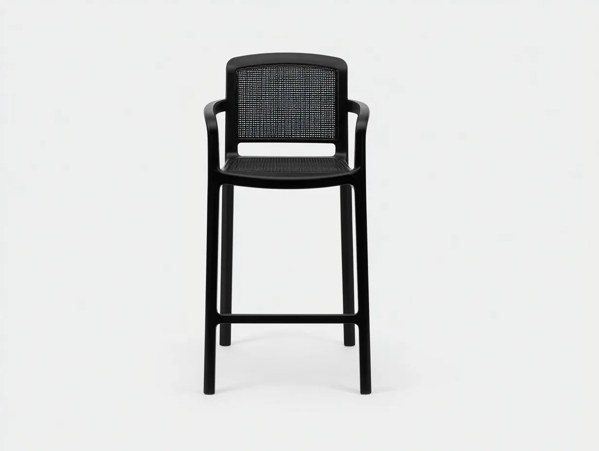 Taburete de bar para exteriores 45×42×77 cm - madera negra - diseño alto sin respaldo
