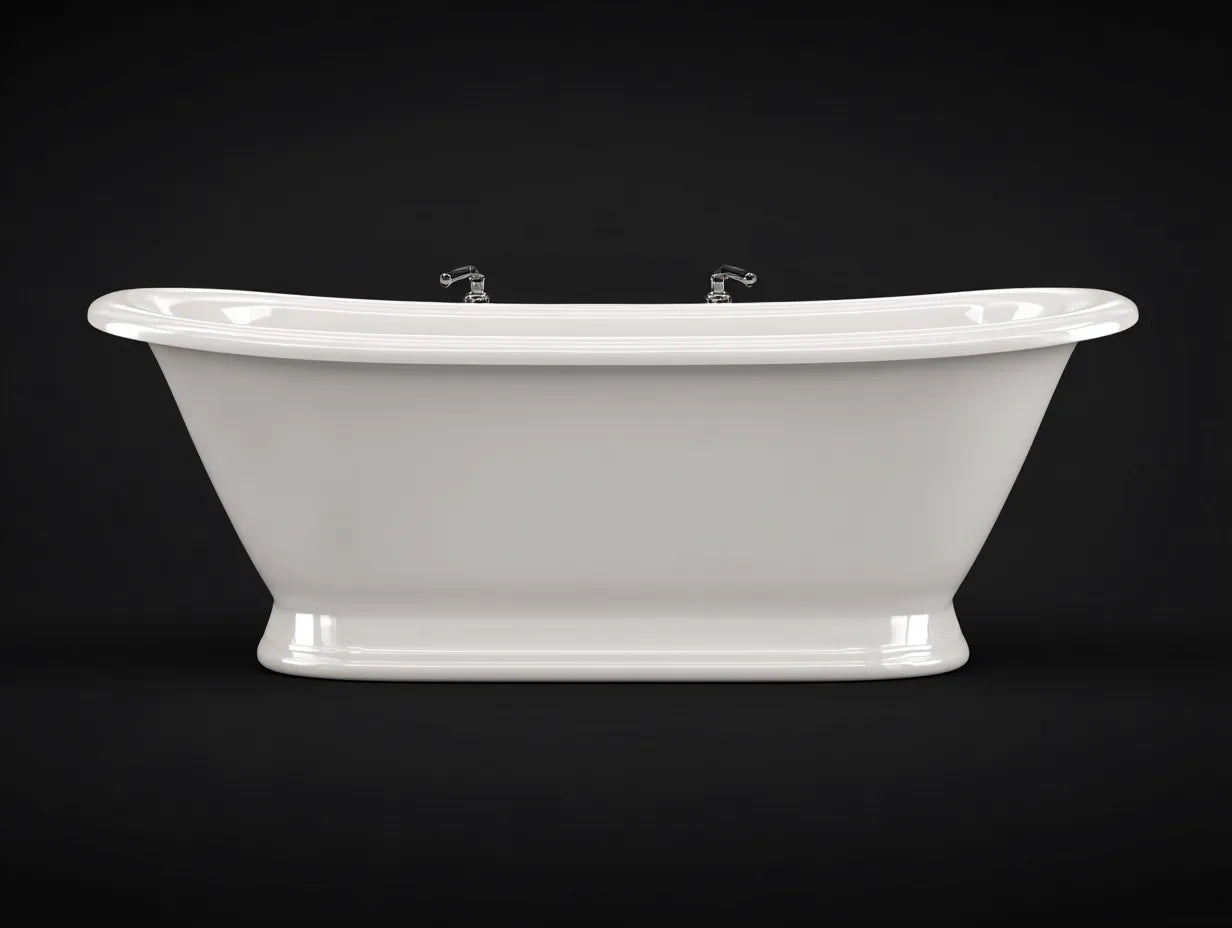 Bañera exenta de acrílico 175×80×66 cm - blanco brillante y dorado - estilo clásico con pedestal