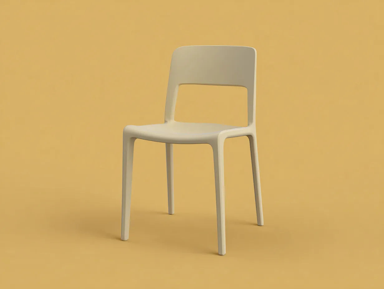 Silla de comedor de jardín de material sintético beige 47×53×83 cm - respaldo abierto sin brazos