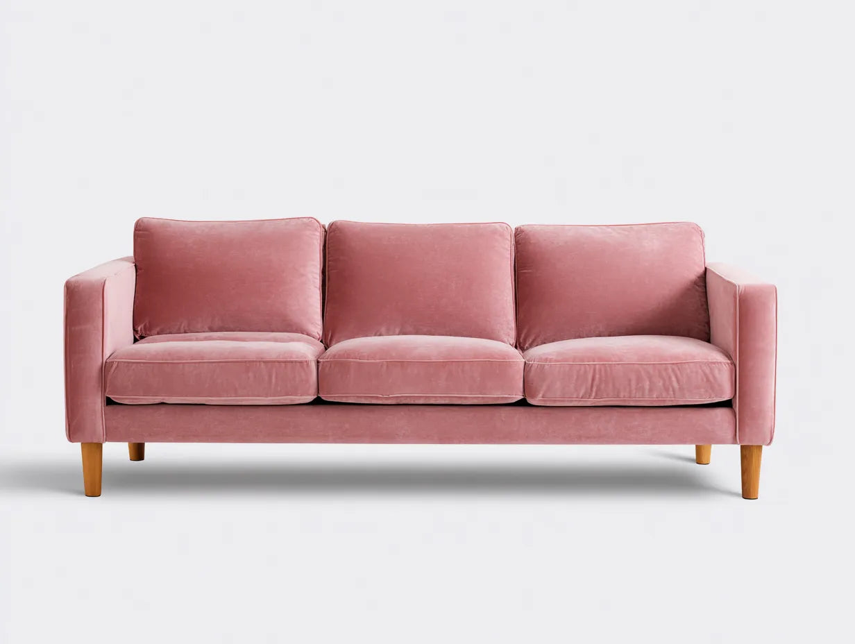 Sofá de 3 plazas 222×93×76 cm - bouclé crema claro - brazos redondeados de estilo orgánico