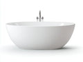 Bañera exenta de acrílico 165×75×60 cm - blanco y cromado - diseño ovalado con grifo de pie