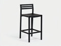 Taburete de bar para exteriores de madera 47×50×108 cm – negro – con respaldo y reposapiés