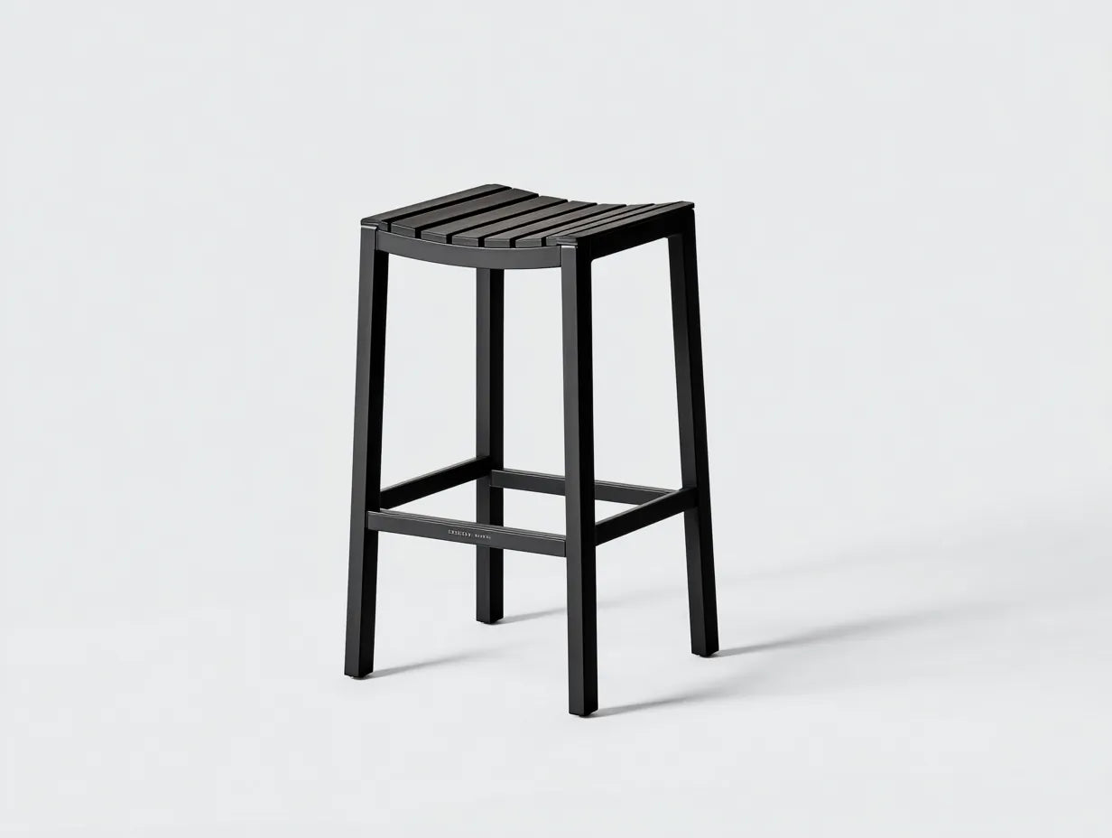 Taburete de bar para exteriores de polipropileno 42×42×75 cm - negro - sin respaldo con reposapiés