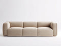 Sofá de 3 plazas tapizado en tejido beige arena 232×94×73 cm - brazos curvos para salón