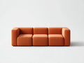 Sofá de 3 plazas 224×95×74 cm - tejido terracota oscuro - asiento corrido de perfil envolvente