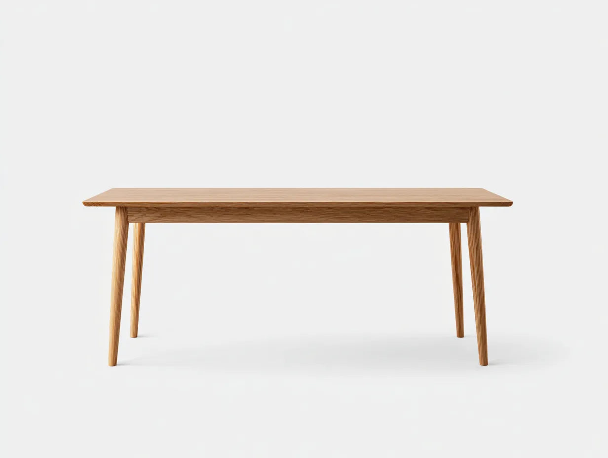 Mesa de comedor de jardín de madera 160×80×75 cm - roble natural con patas inclinadas