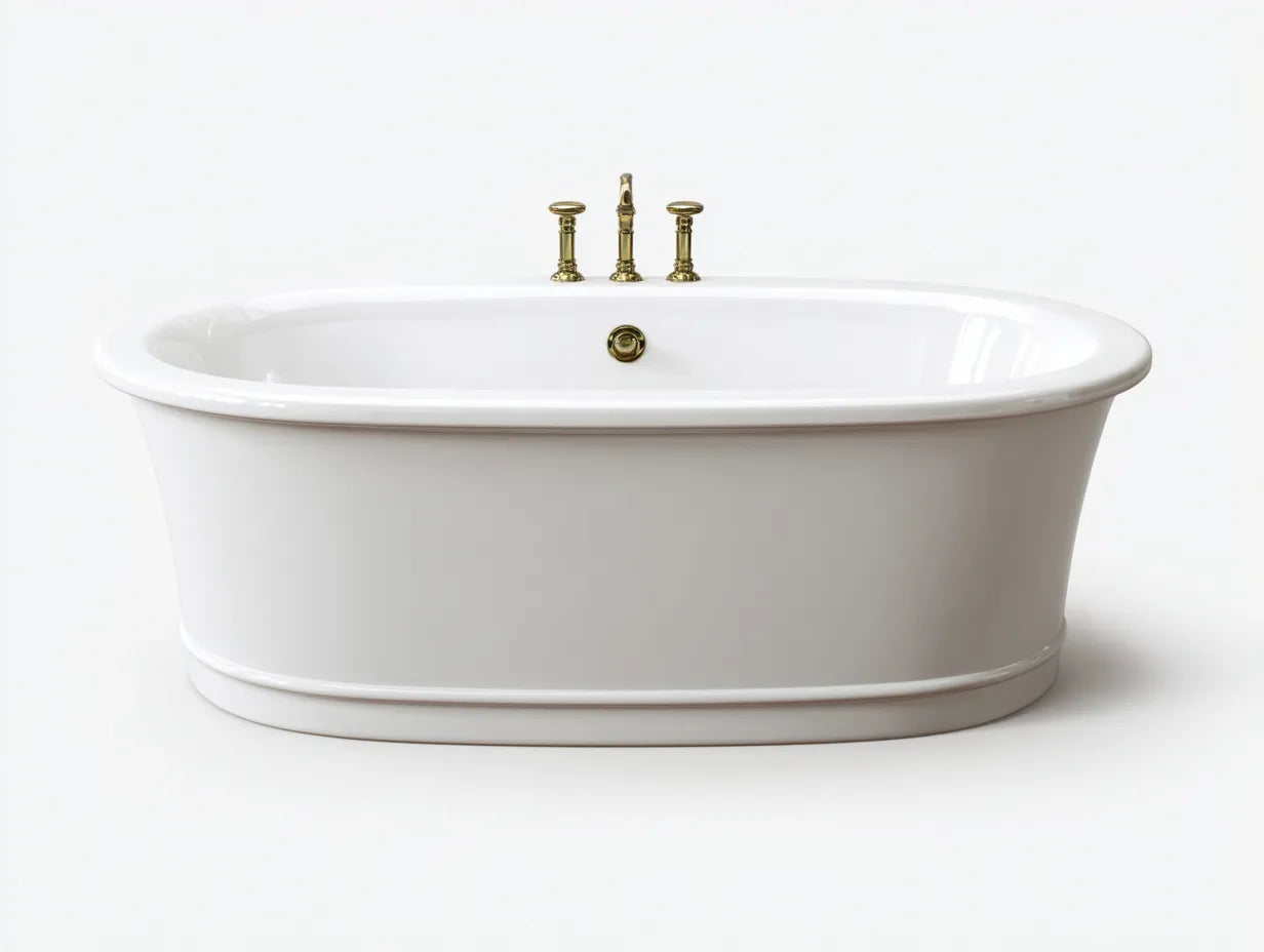 Bañera exenta de acrílico 160×78×60 cm - blanco mate y cromado - perfil ovalado con ducha de mano