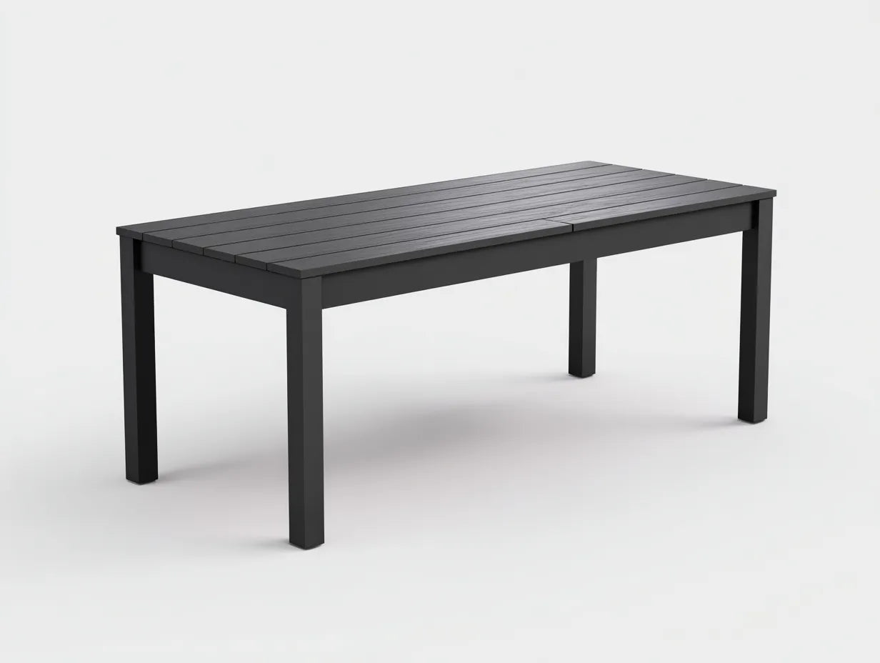 Mesa de comedor de jardín redonda de madera Ø120 x 75 cm - negra - estilo minimalista
