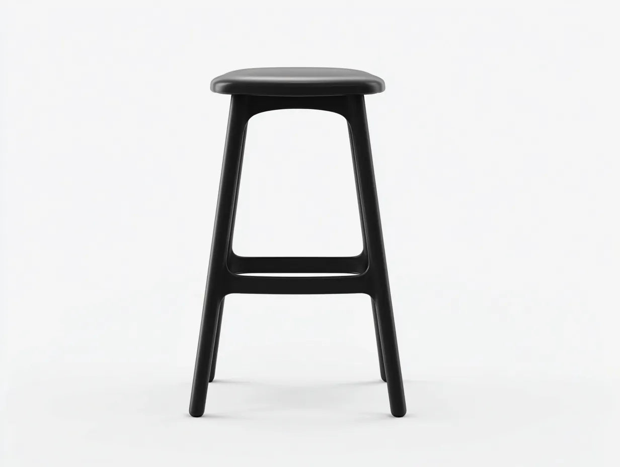 Taburete de bar para exteriores de material sintético negro 41×42×76 cm - diseño sin respaldo con reposapiés