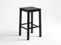 Taburete de bar para exteriores 46×49×98 cm - metal negro - respaldo bajo y asiento de lamas