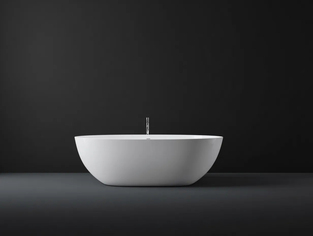 Bañera exenta 175×80×58 cm - acrílico blanco brillo - laterales inclinados de estilo contemporáneo