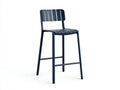 Taburete de bar para exteriores de metal azul marino 47×51×102 cm - asiento de lamas con reposapiés
