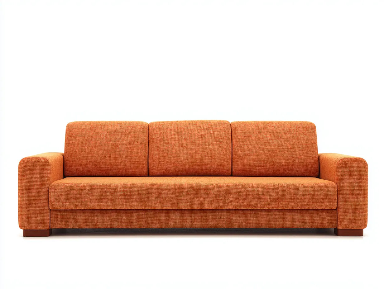 Sofá de 3 plazas en tejido naranja teja 218×86×78 cm - diseño recto para salón