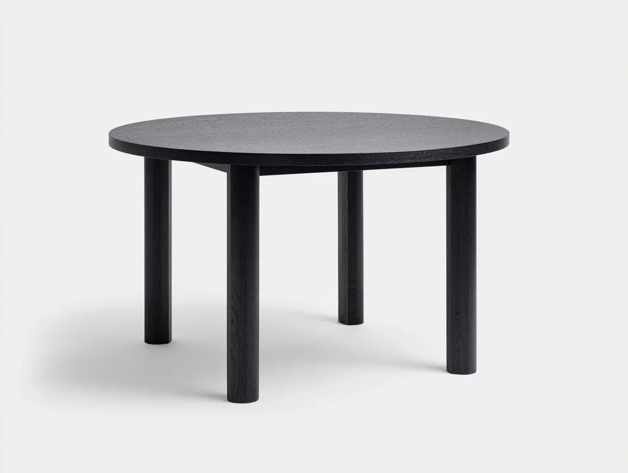 Mesa de comedor de jardín de madera 120×120×75 cm – negra – diseño redondo contemporáneo
