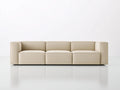 Sofá de 3 plazas 224×94×75 cm - tejido beige arena - módulos curvos de perfil bajo