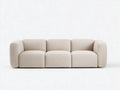 Sofá de 3 plazas 230×91×77 cm - tejido marfil - diseño lineal con base cerrada