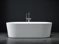 Bañera exenta 165×78×54 cm - acrílico blanco satinado - diseño ovalado de perfil bajo
