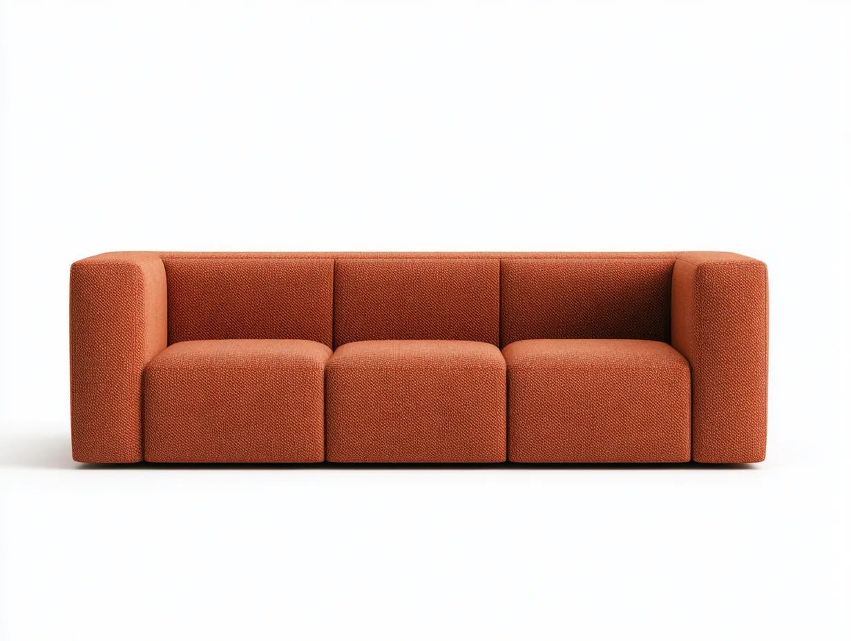 Sofá de 3 plazas de tejido texturizado 230×92×74 cm – terracota – para salón contemporáneo