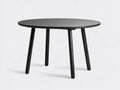 Mesa de comedor de jardín de madera 130×130×75 cm – negra – redonda con patas inclinadas para exterior